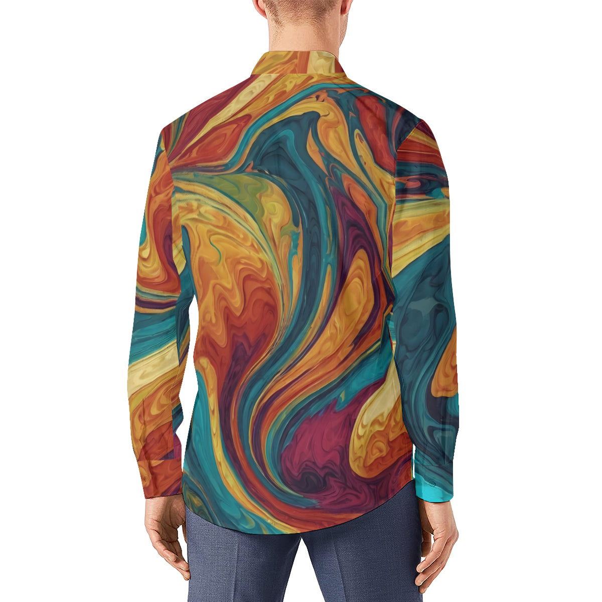 Colorful Design Men's Classic Long-Sleeved Shirt | Polyester