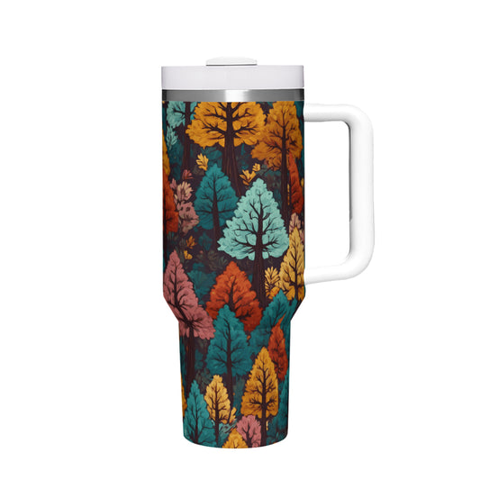 Beautiful Floral Large Capacity Tumbler with Handle(1100ml/40oz) | Stainless Steel 304