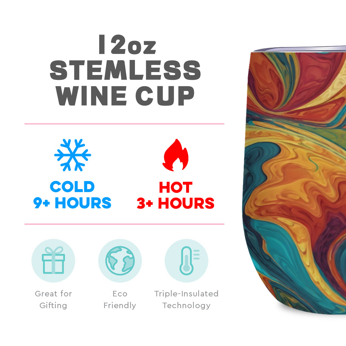 Colorful Design Stemless Wine Tumbler(350ml/12oz)| Stainless steel 304
