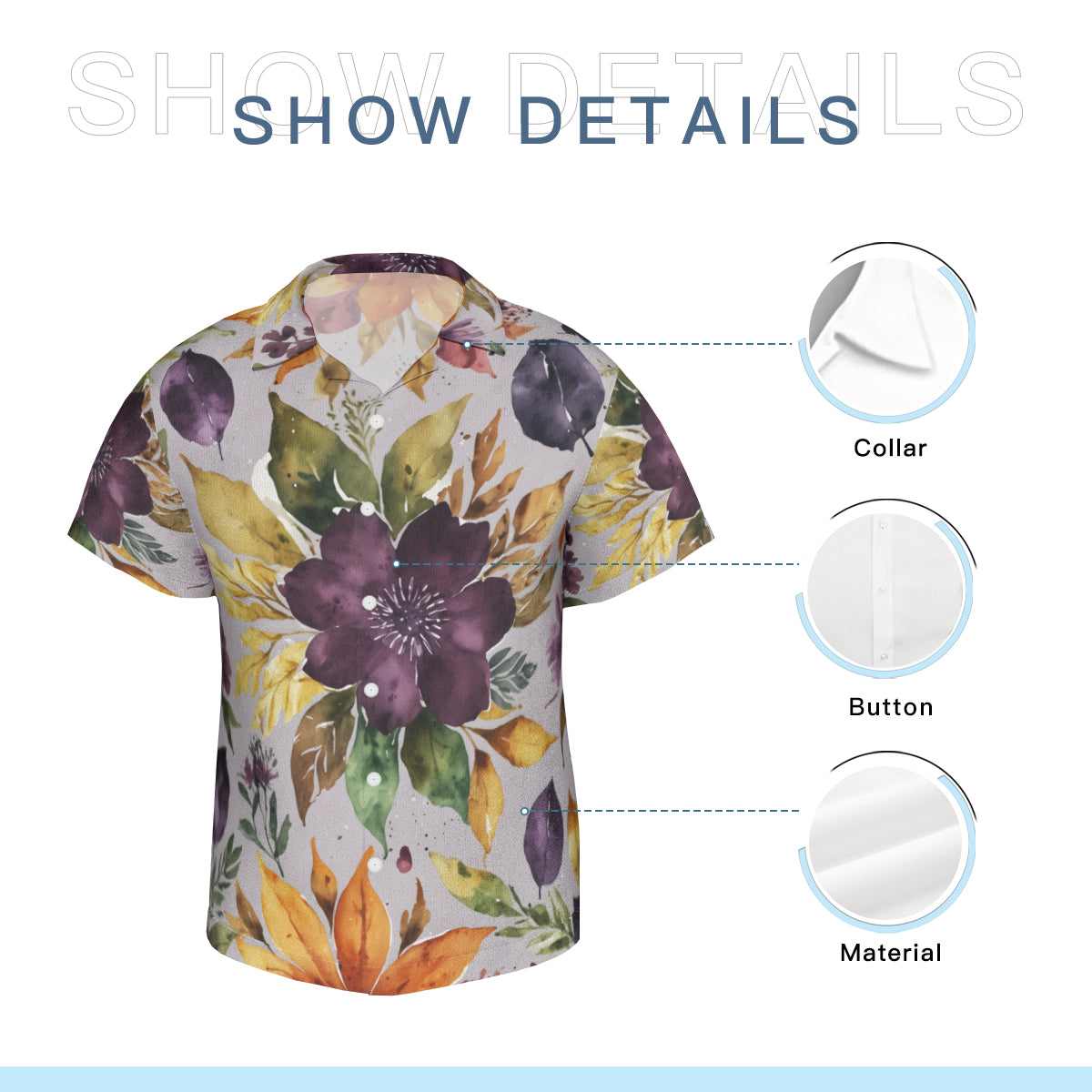 Velvet Floral Hawaiian Shirt(No chest pocket) | Polyester