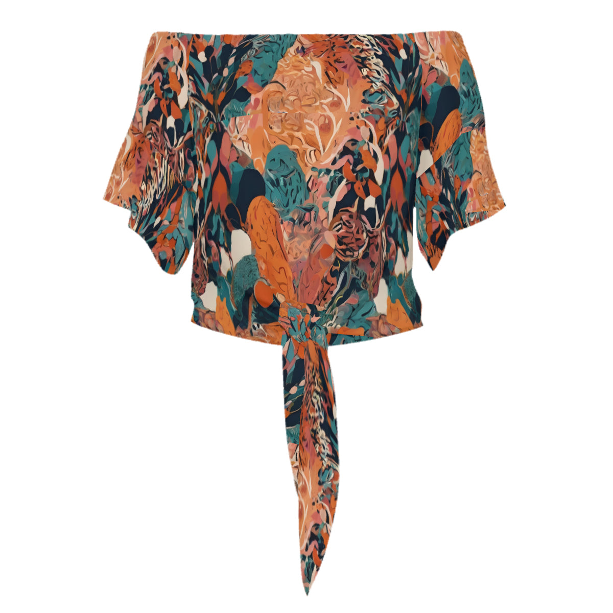 Abstract Vibes Women's One-shoulder Tie Short Sleeves T-shirt
