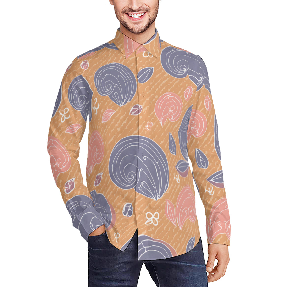 Abstract Men's Classic Long-Sleeved Shirt