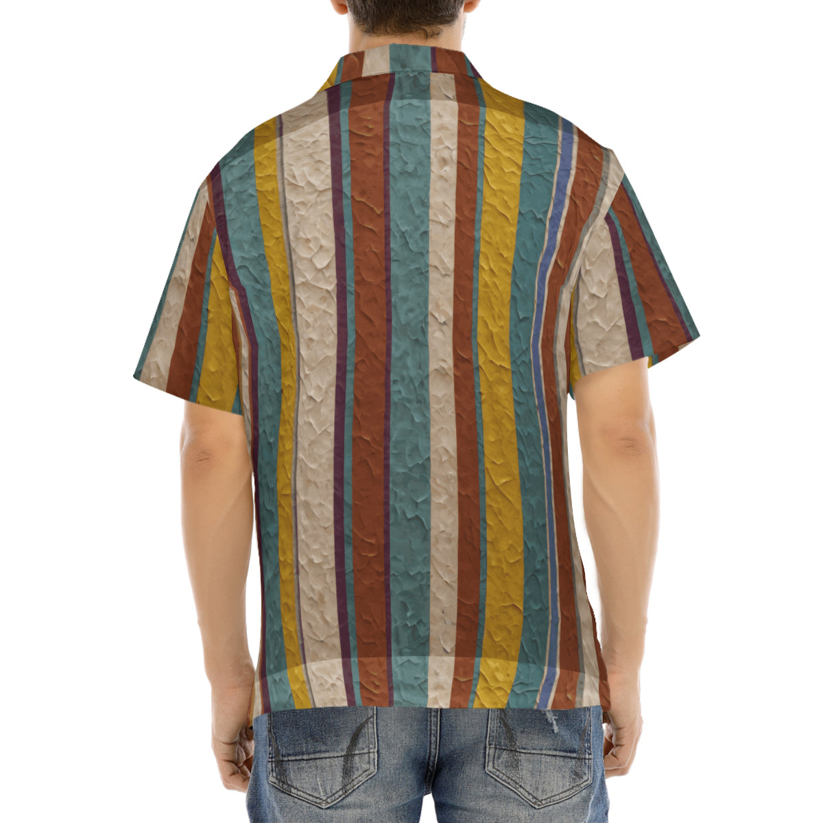 Strip Design Men's Short-Sleeve Hawaiian Shirt (Lightweight) | Polyester