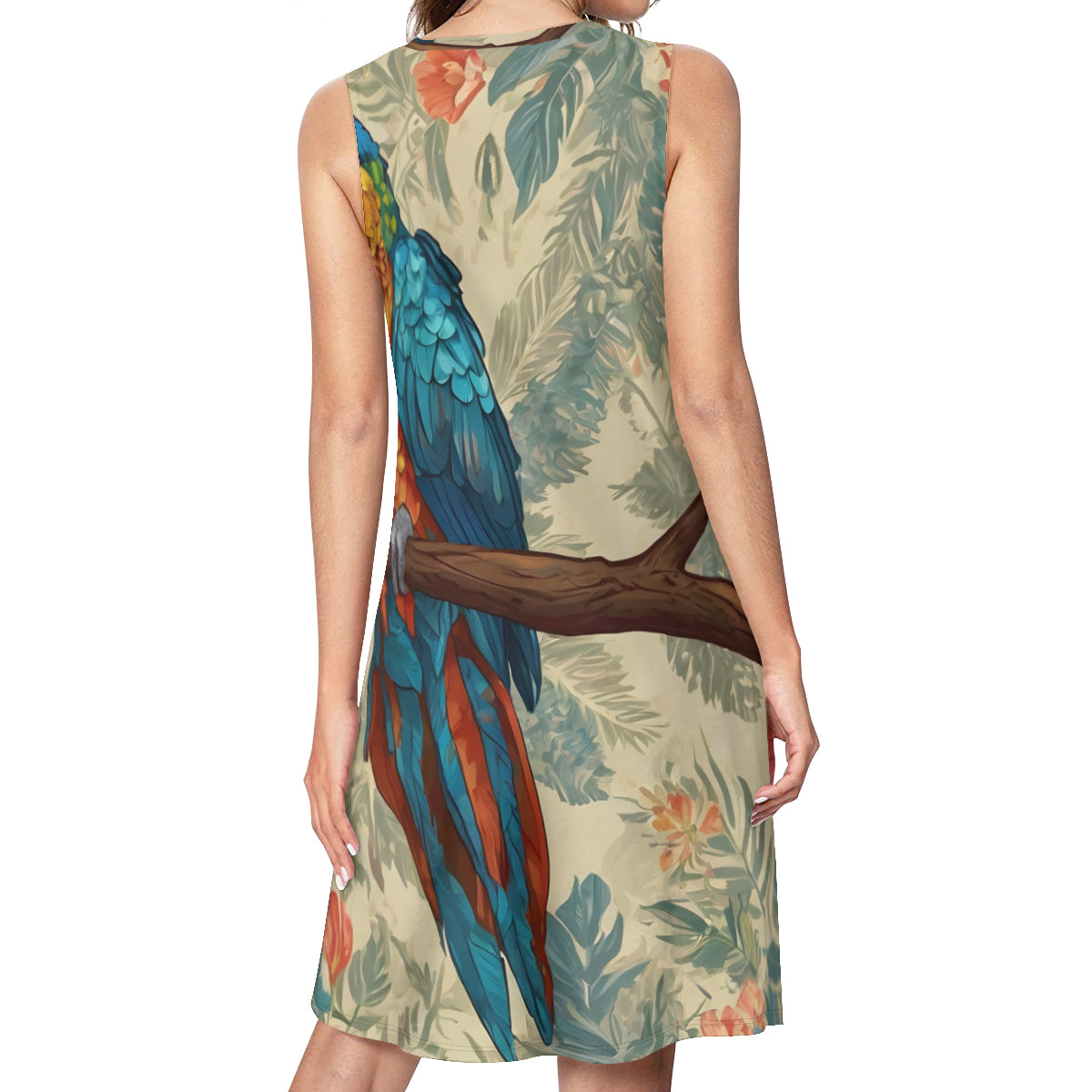Parrot Design All-Over Print Women's Casual Dress | Polyester