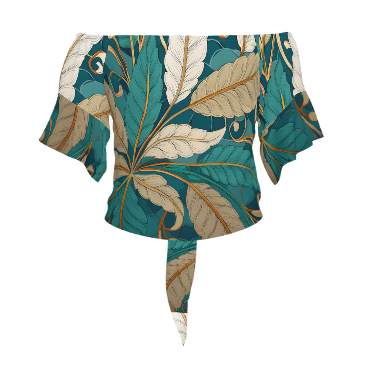 Abstract Pattern Women's One-shoulder Tie Short Sleeves T-shirt