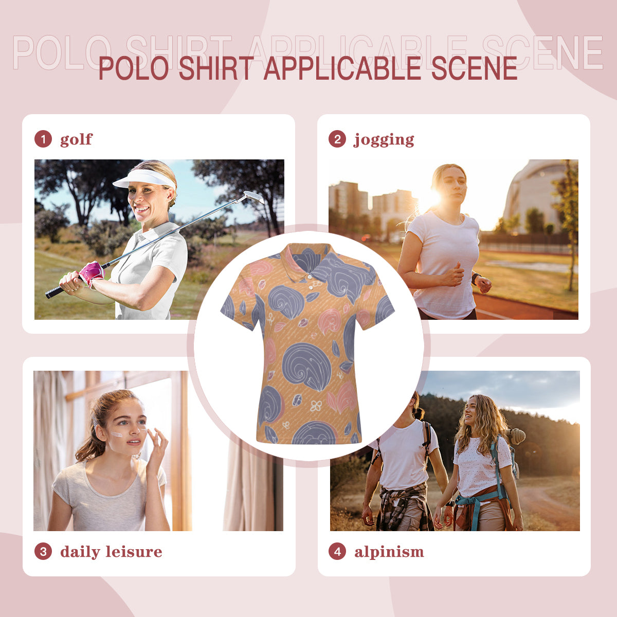 Abstract Design Women's Short-Sleeved Polo Shirt