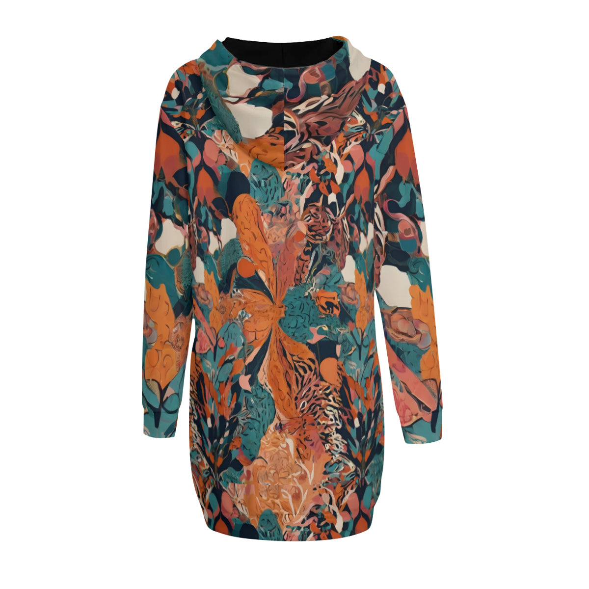 Abstract Vibes Women Long Sleeve Casual Hoodie Sweatshirt Dress