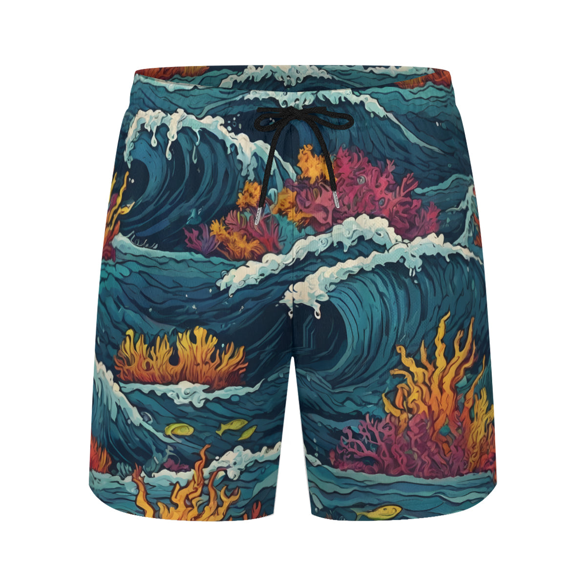 Ocean Waves Men's Casual Shorts Double-Layer Sports Beach Shorts | Polyester
