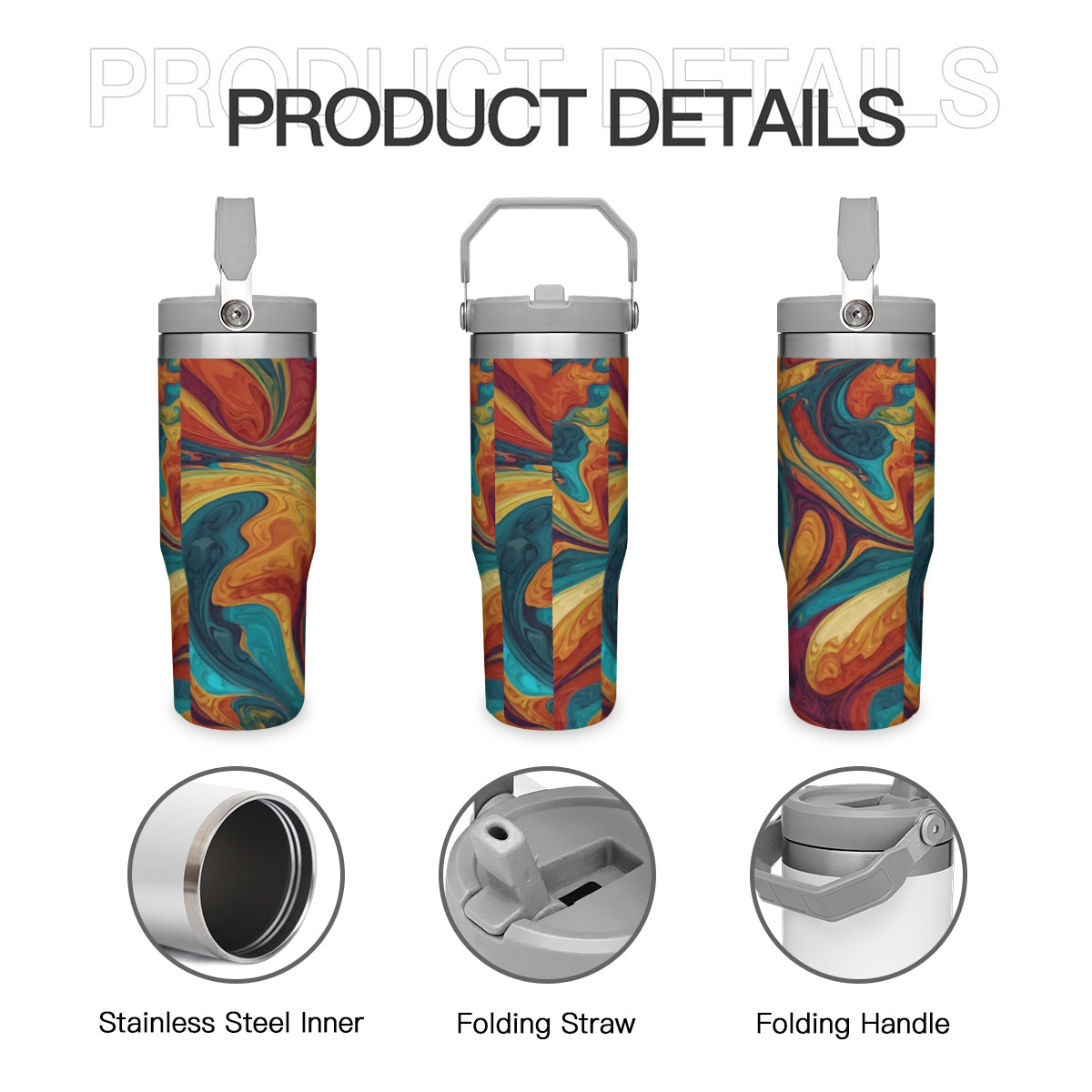 Colorful Design Personalized Portable Tumbler (880ml/30oz) | Stainless Steel 304