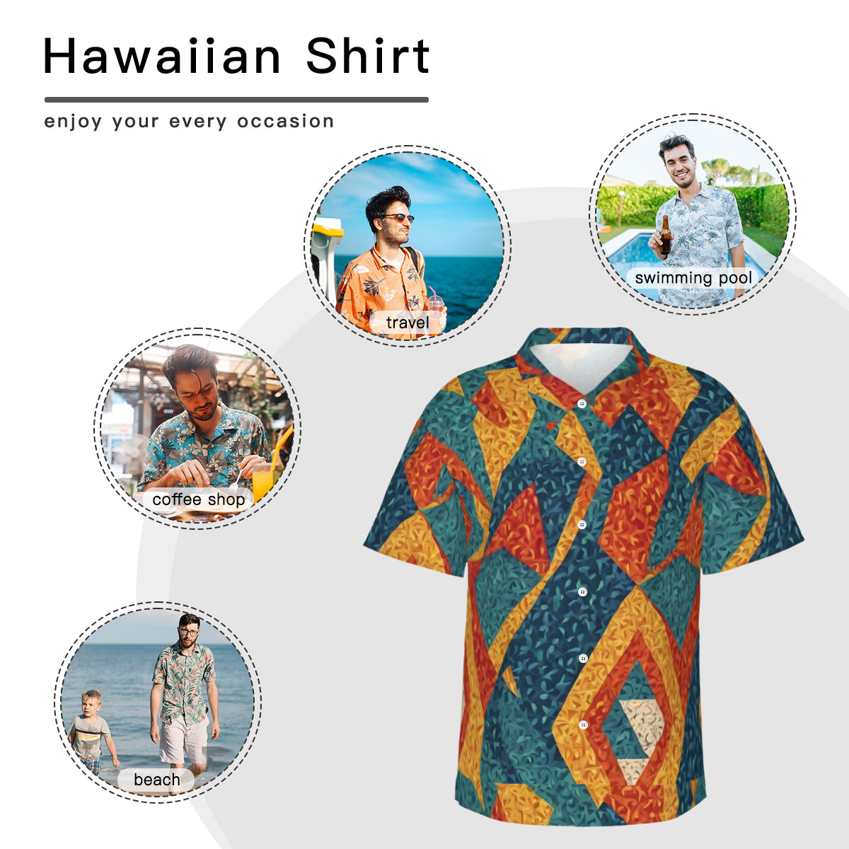 Abstract Pattern Men's Short-Sleeve Hawaiian Shirt (Lightweight) | Polyester