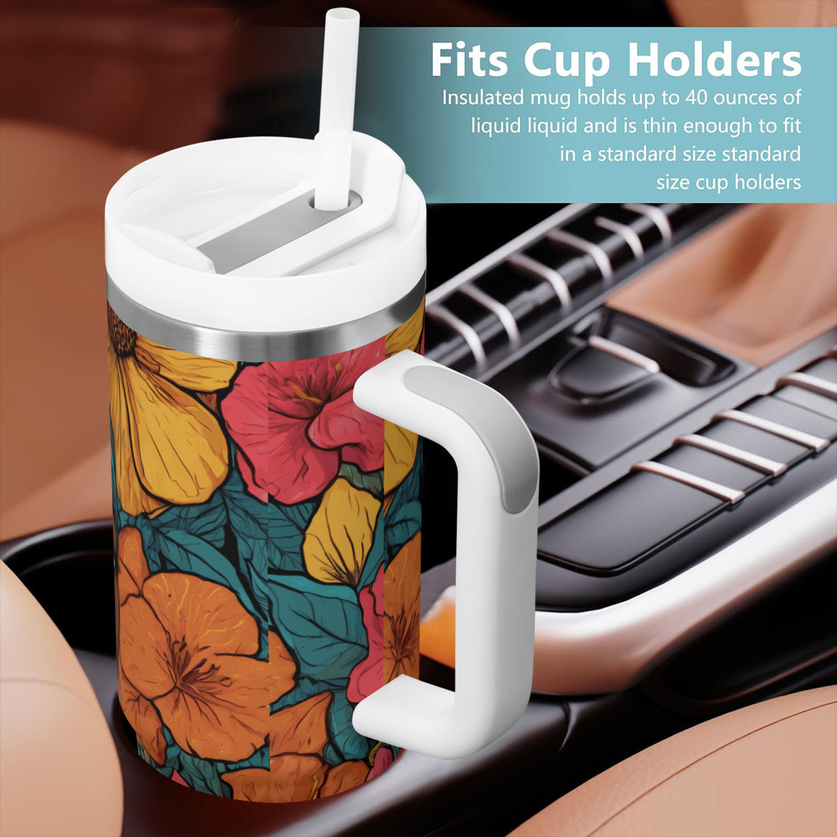 Melanin Queen Large Capacity Tumbler with Handle(1100ml/40oz) | Stainless Steel 304