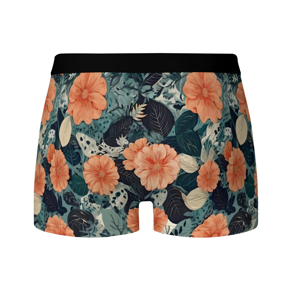 Floral Red Men's Underwear (Front and Back Design)丨Polyester