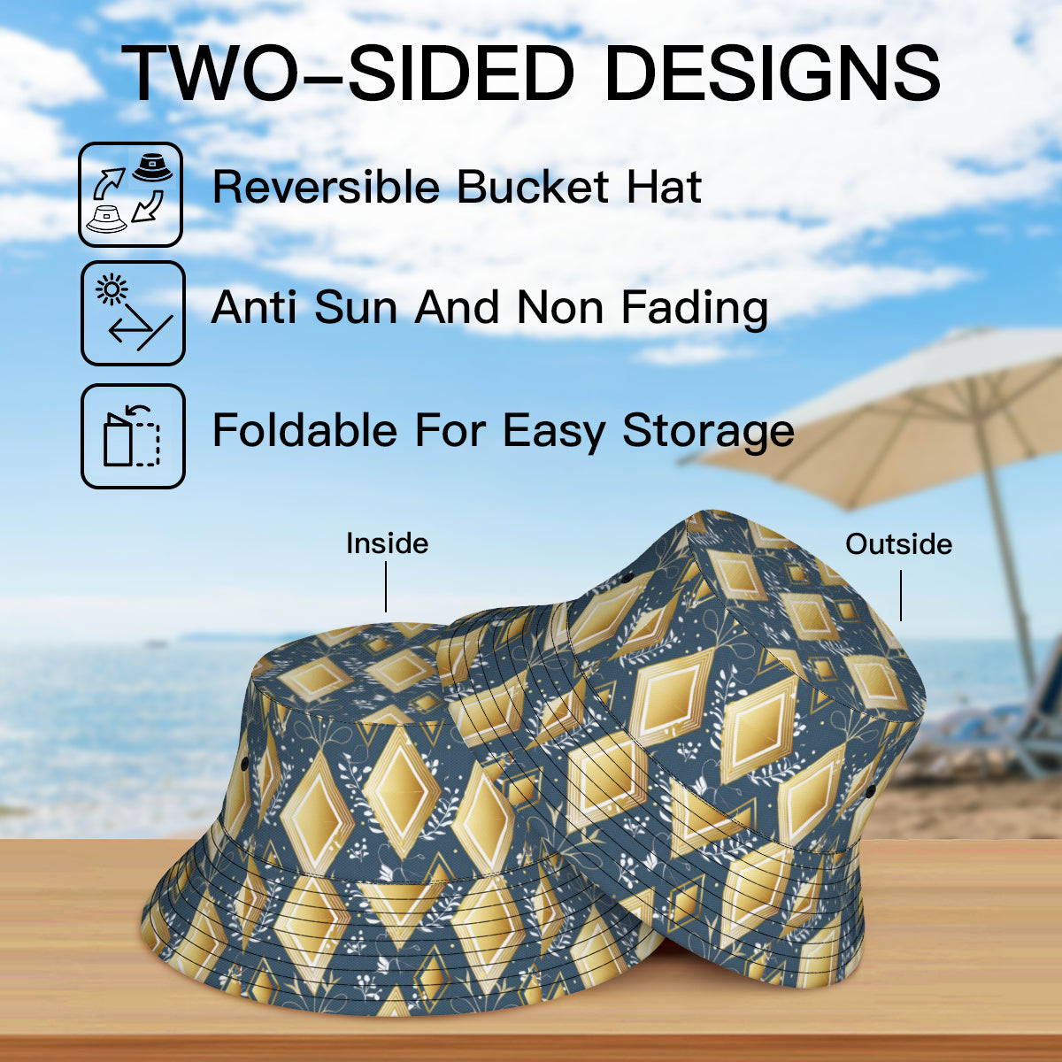Abstract Gold Fisherman Hat