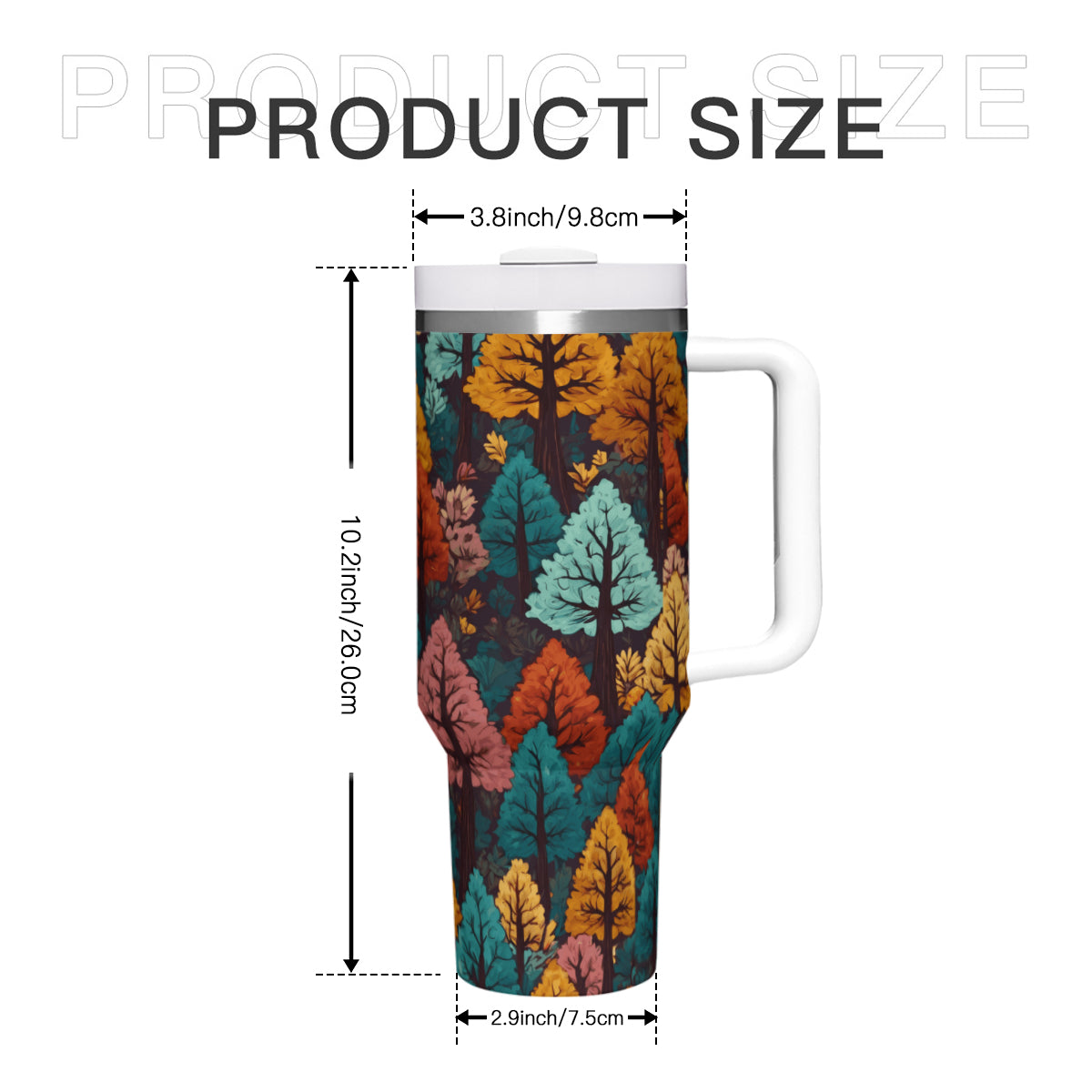 Beautiful Floral Large Capacity Tumbler with Handle(1100ml/40oz) | Stainless Steel 304