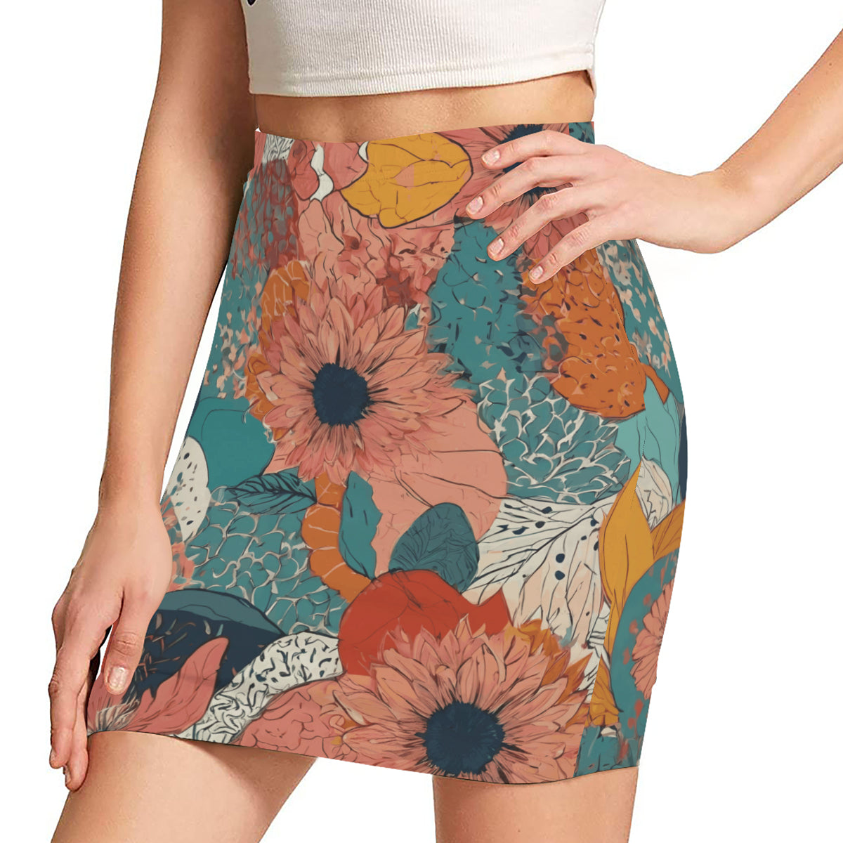 Awesome Floral Wrap Hip Skirt|Polyester
