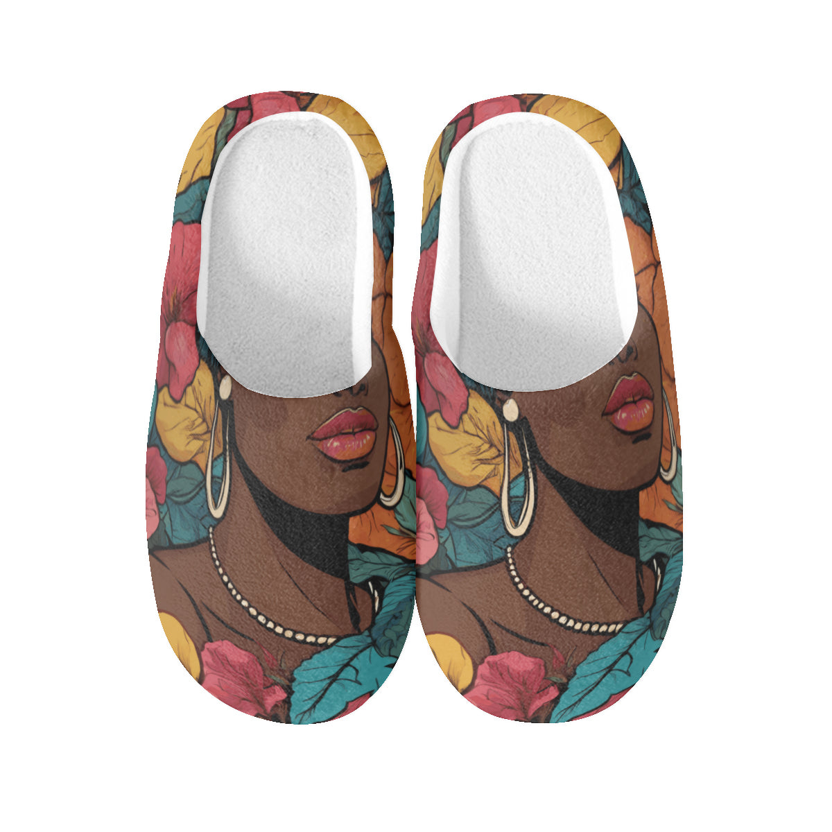 Melanin Queen Personalized Warm Cotton Slippers | Flannel