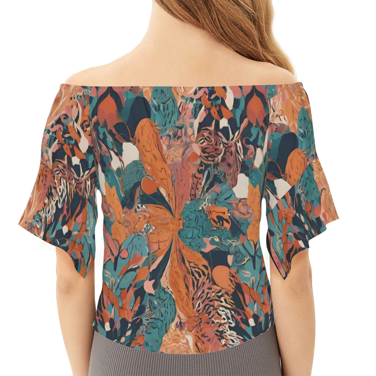 Abstract Vibes Women's One-shoulder Tie Short Sleeves T-shirt