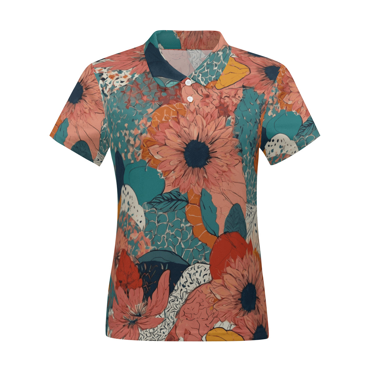 Awesome Floral Women's Short-Sleeved Polo Shirt