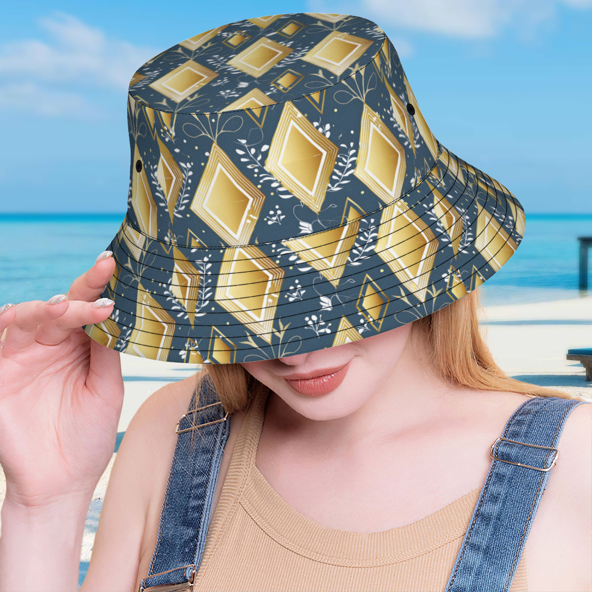 Abstract Gold Fisherman Hat