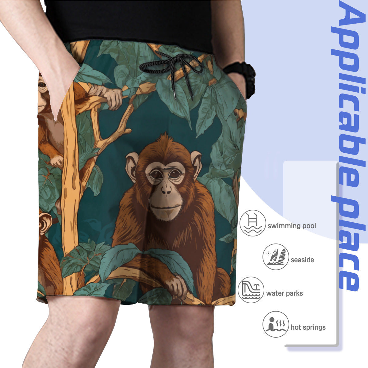 Monkey Vibes Men's Beach Shorts