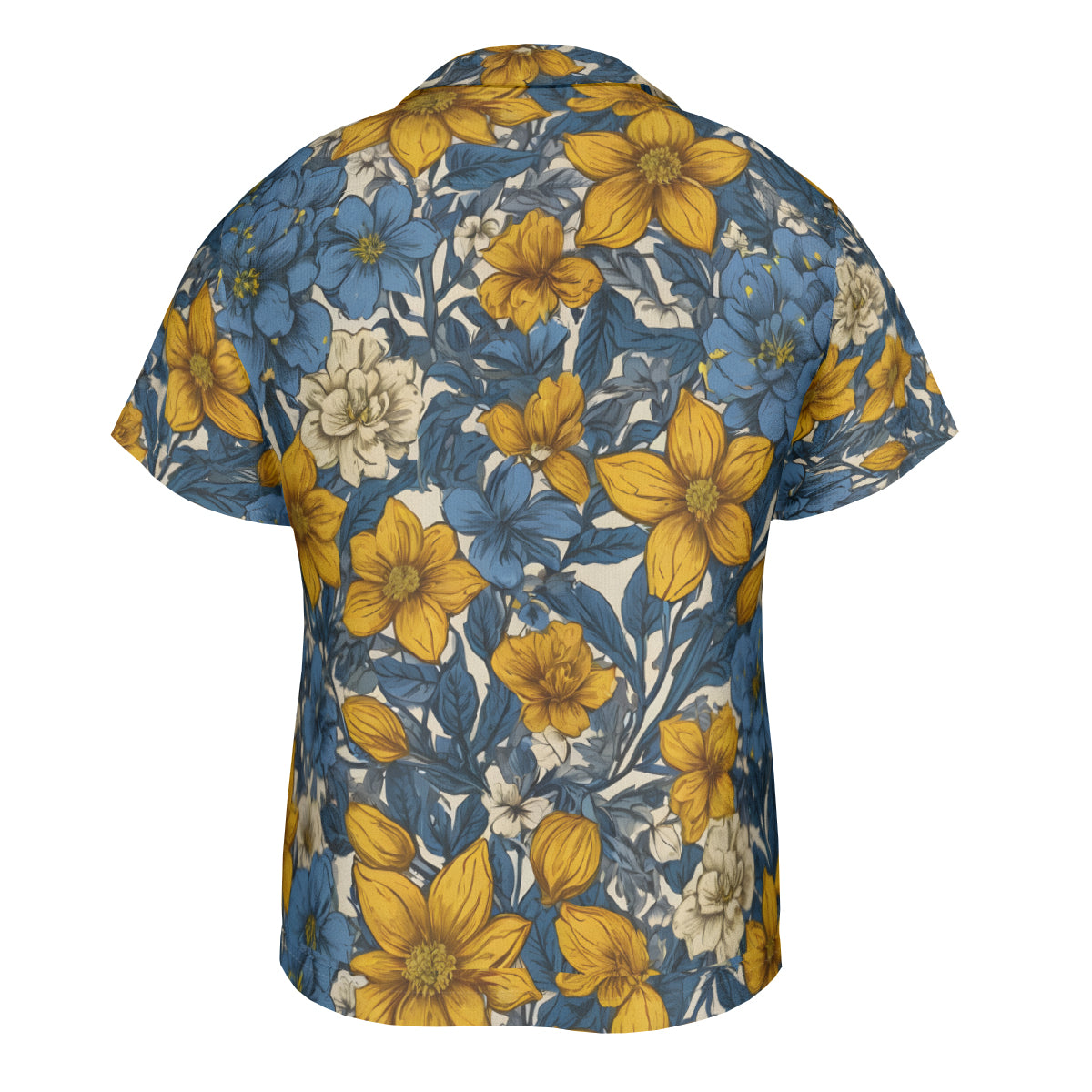 Abstract Yellow Floral Men's Hawaiian Shirt(No chest pocket) | Polyester