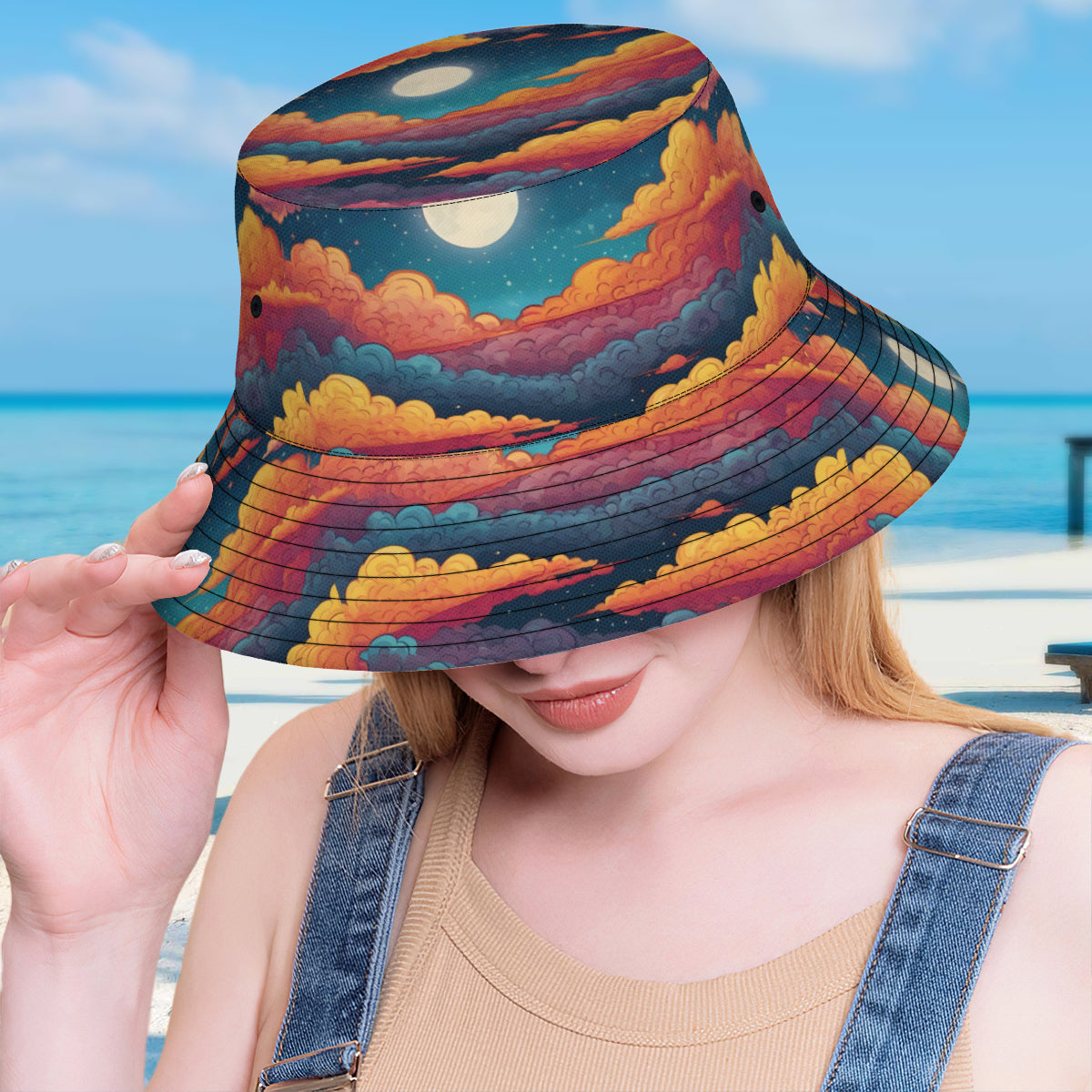 Sky Beauty Abstract Double-Sided Fisherman Hat | Polyester