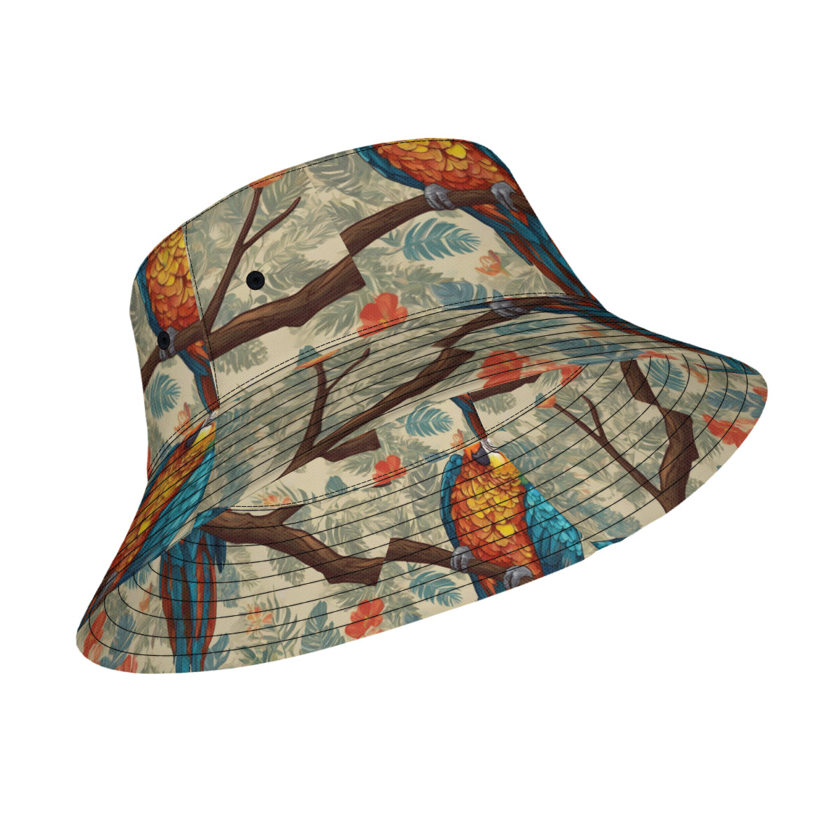 Parrot Design Double-Sided All-Over Print Fisherman Hat | Polyester