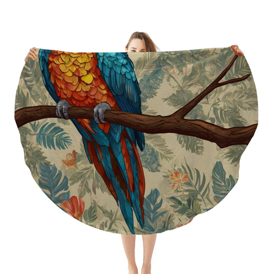 Parrot Design Single-Sided Printed Round Blanket | 280GSM Flannel