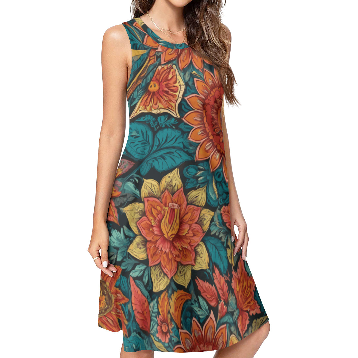 Floral Red Women's Casual Dress | Polyester