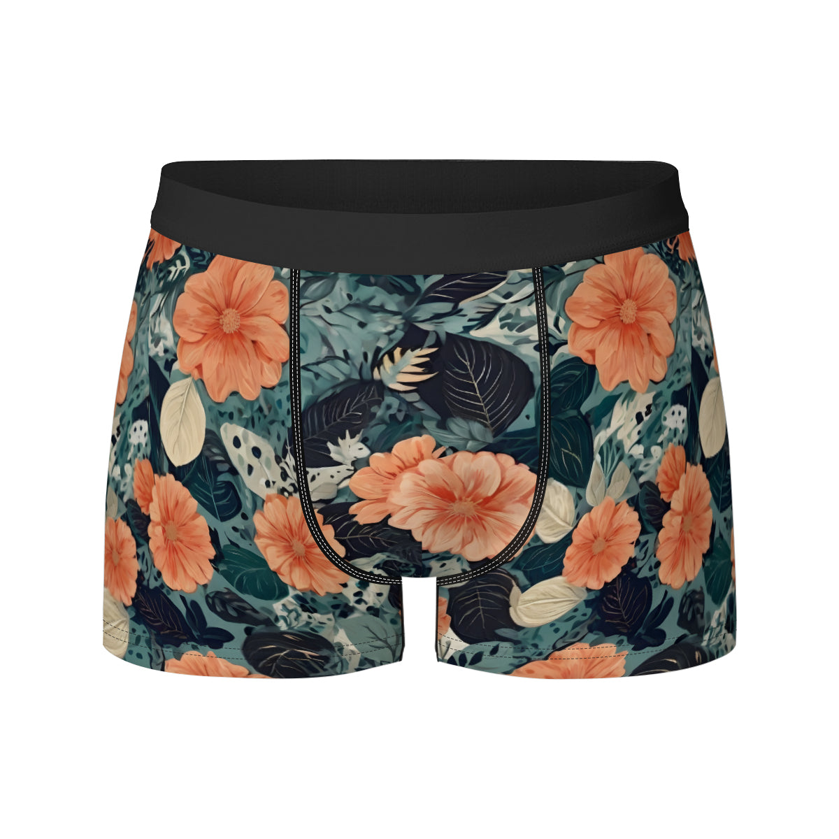 Floral Red Men's Underwear (Front and Back Design)丨Polyester