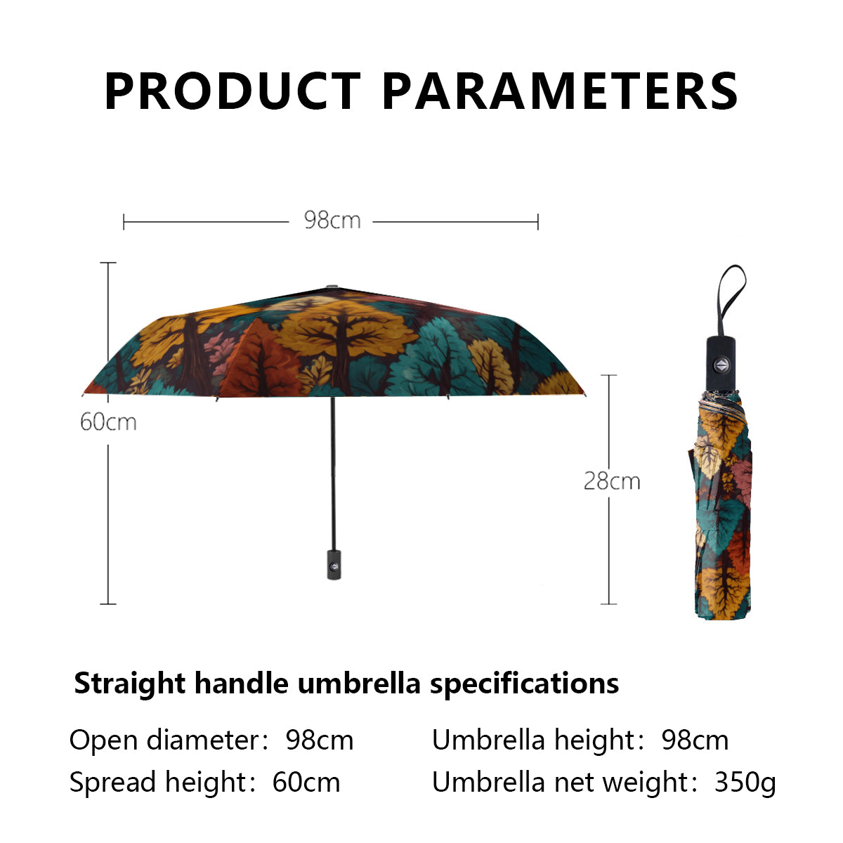 Beautiful Floral Automatic Tri-Fold Black Rubber Umbrella (Outside Printing)|Polyester