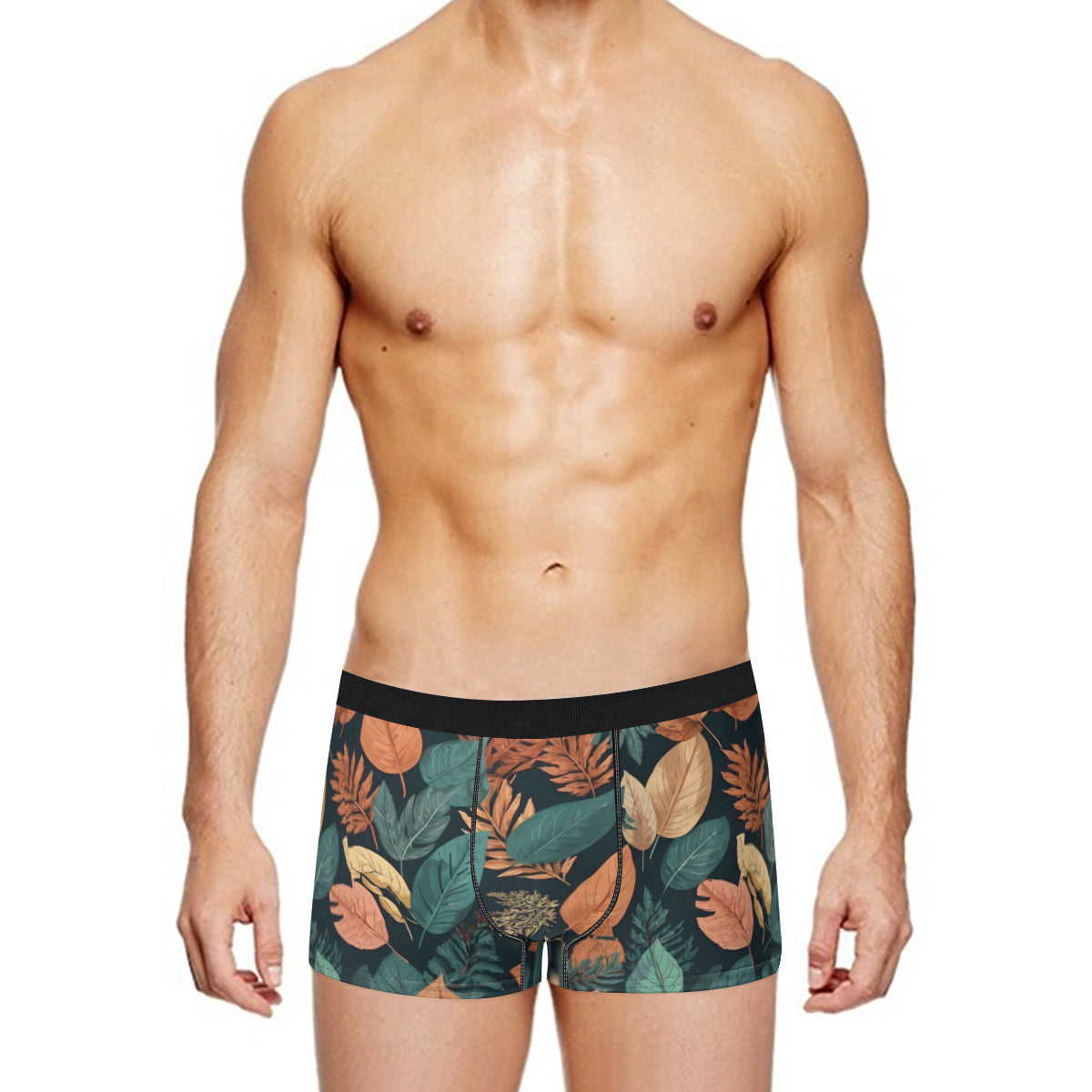 Colorful Leaves Men's Underwear (Front and Back Design)丨Polyester