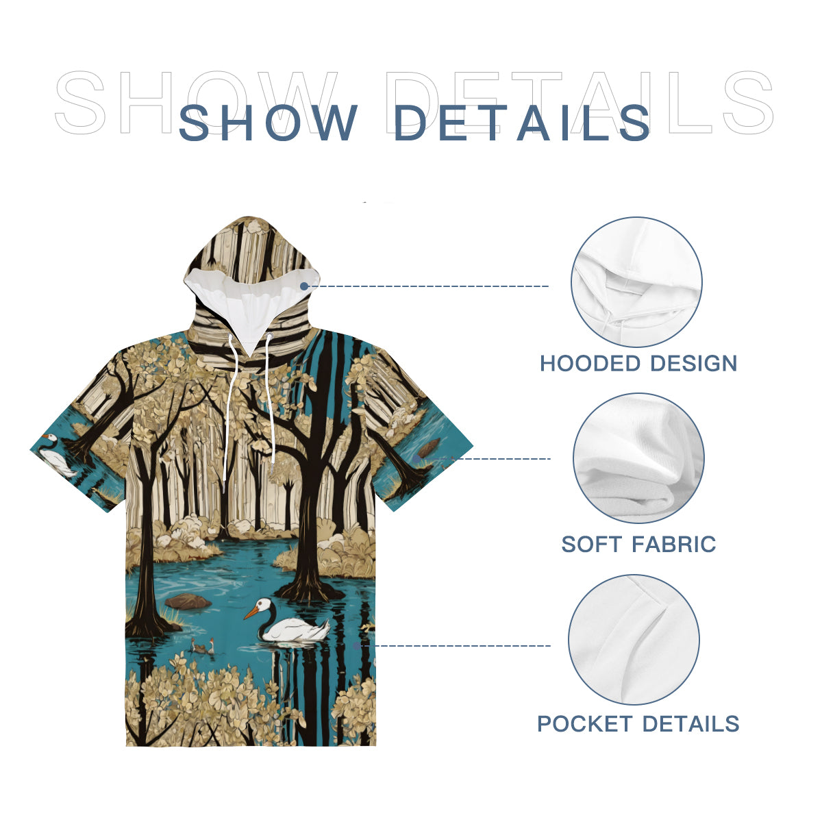 Landscape Wonder Men's Hooded T-shirt丨Cotton