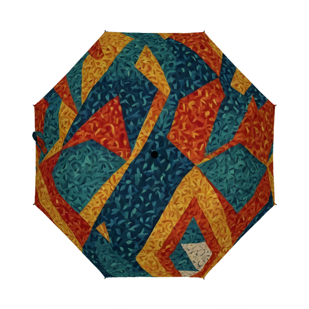 Abstract Pattern Automatic Tri-Fold Black Rubber Umbrella (Outside Printing)|Polyester