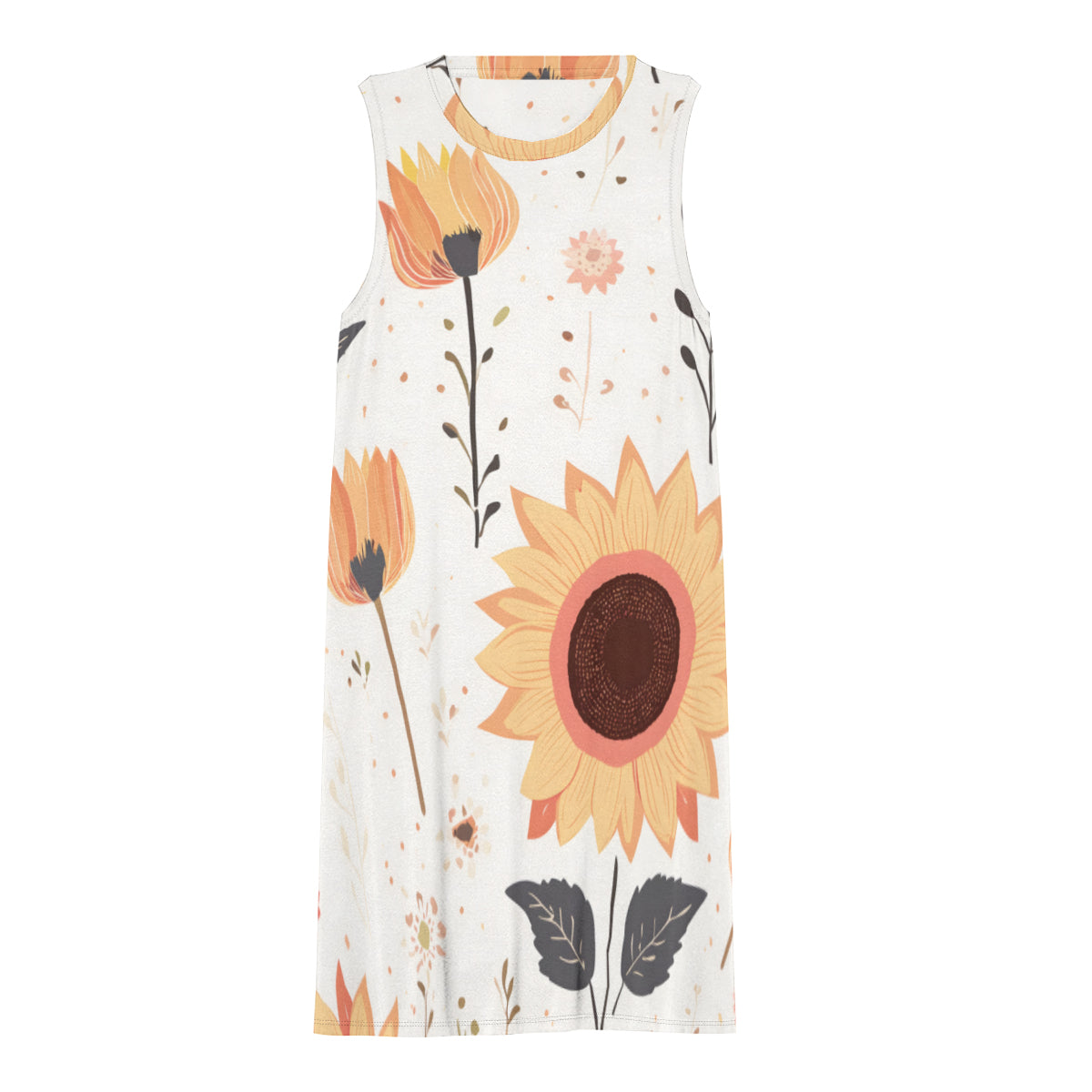 Yellow Floral Women's Casual Dress | Polyester