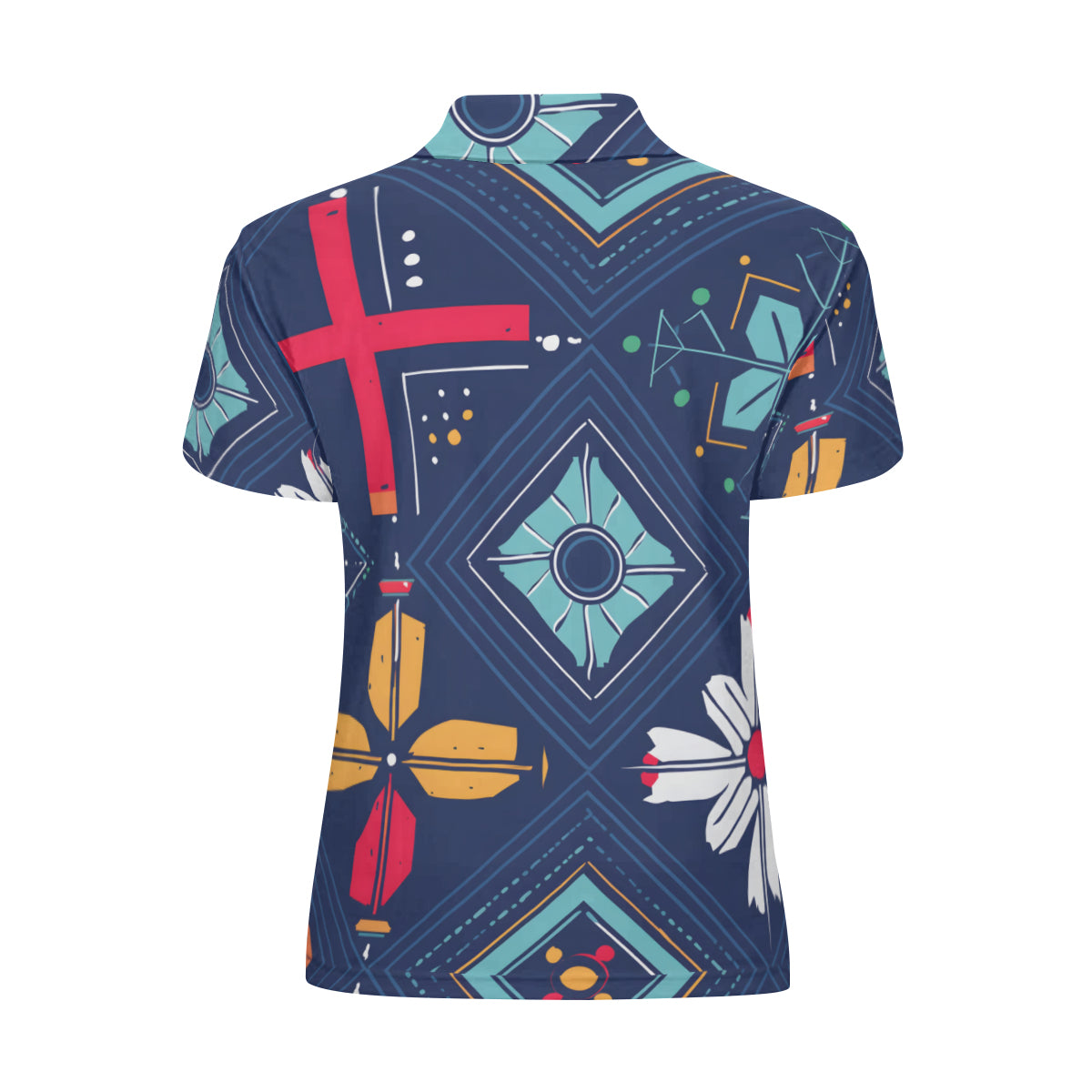 Abstract Pattern Women's Short-Sleeved Polo Shirt
