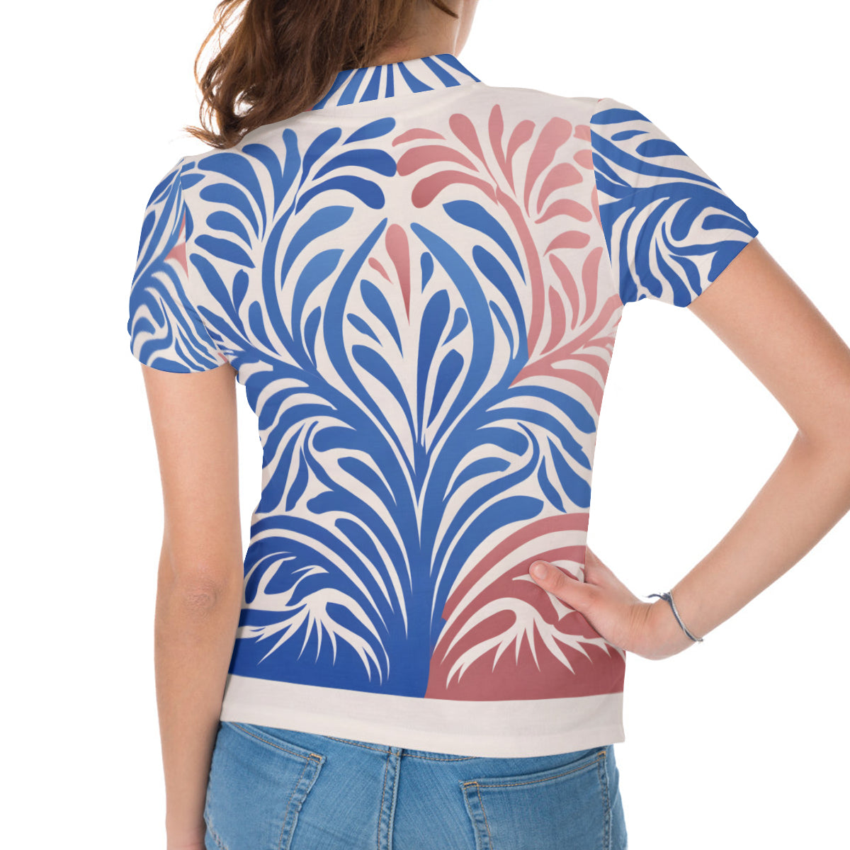 Abstract Pattern Women's Short-Sleeved Polo Shirt