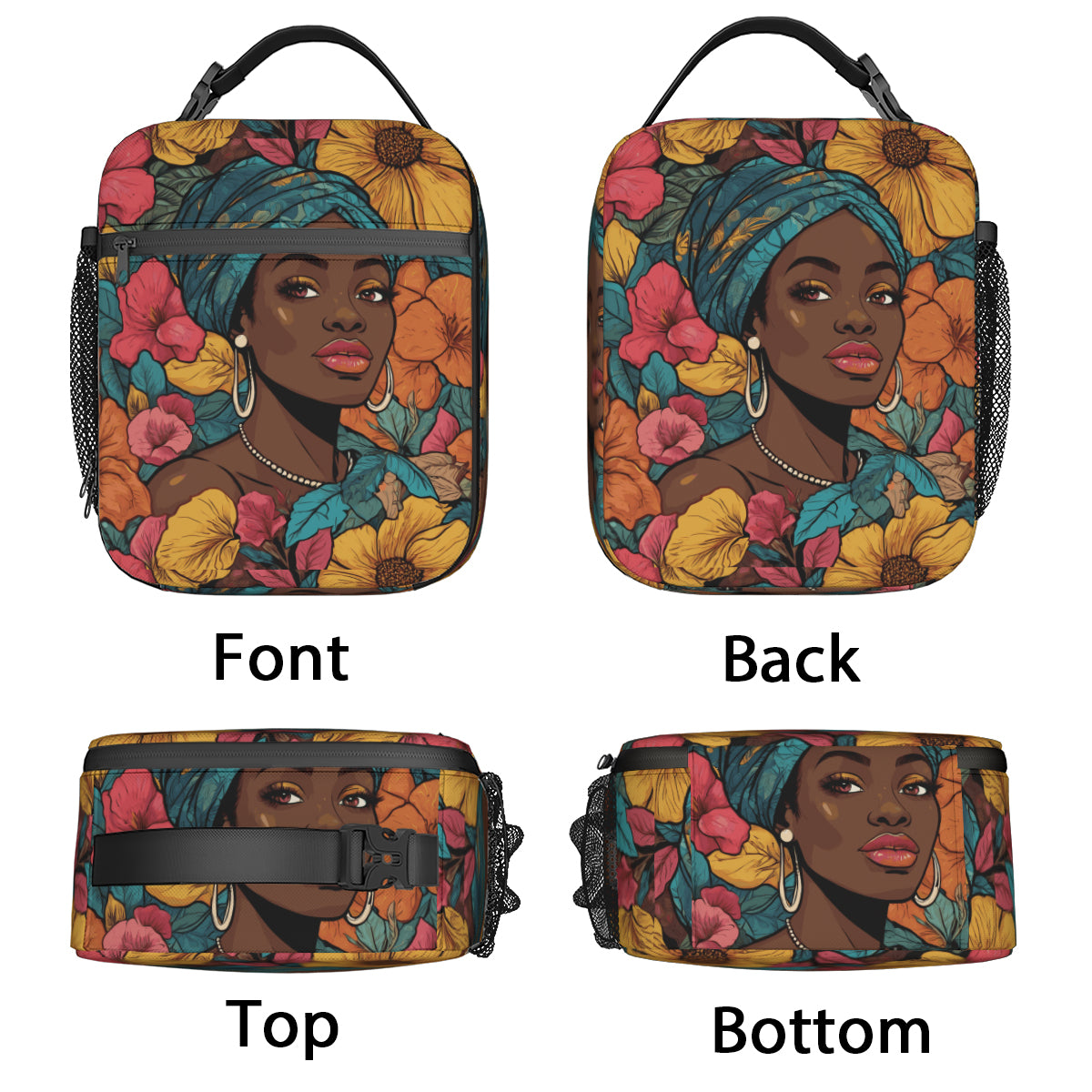 Melanin Queen Portable Handheld Insulated Lunch Bag|Oxford Cloth