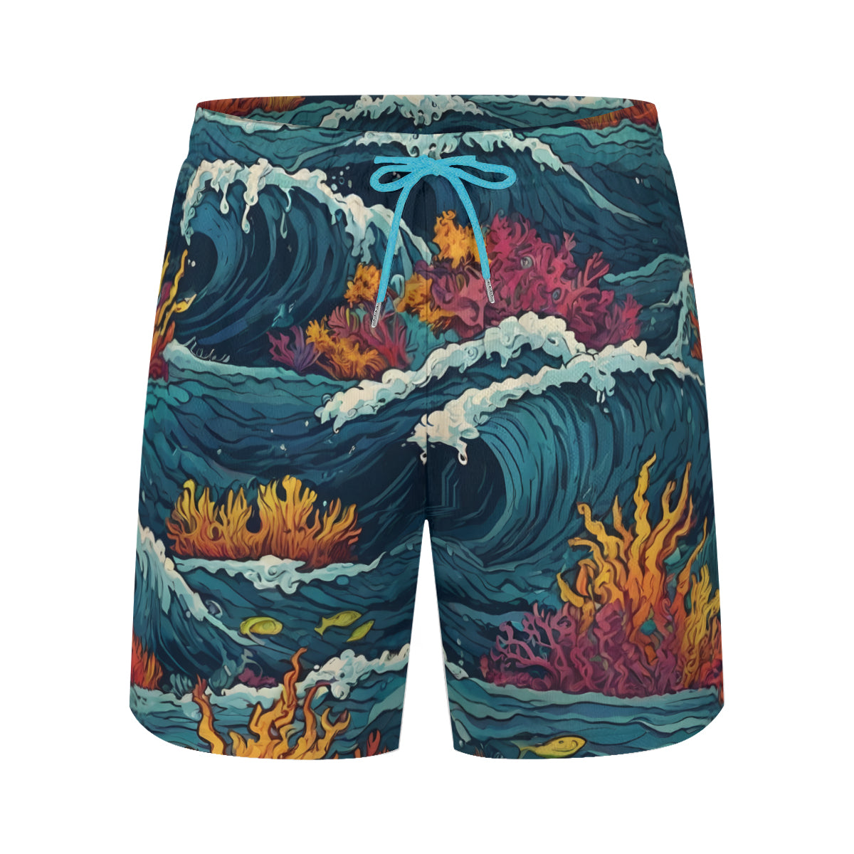 Ocean Waves Men's Casual Shorts Double-Layer Sports Beach Shorts | Polyester