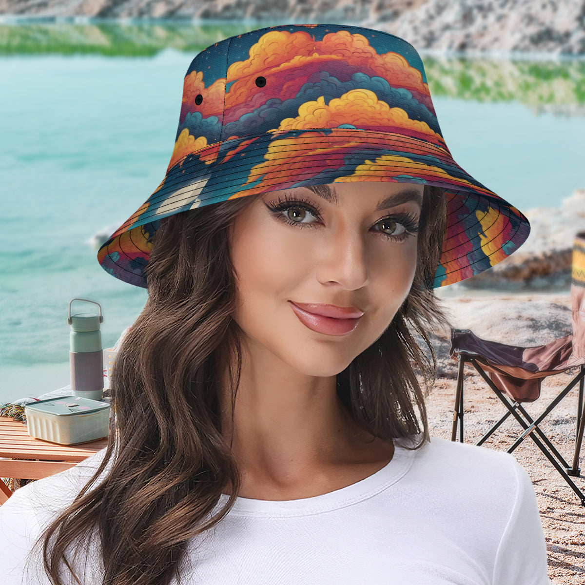 Sky Beauty Abstract Double-Sided Fisherman Hat | Polyester