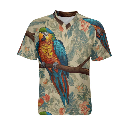 Parrot Design All-Over Print Men's V-Neck T-Shirt Men's Jersey | Polyester