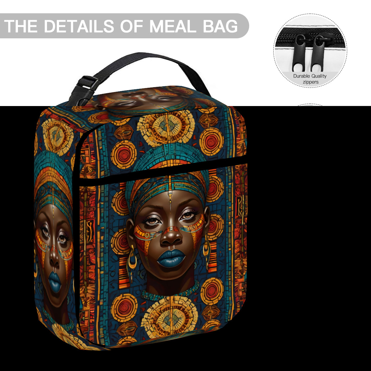 African Image Portable Handheld Insulated Lunch Bag|Oxford Cloth