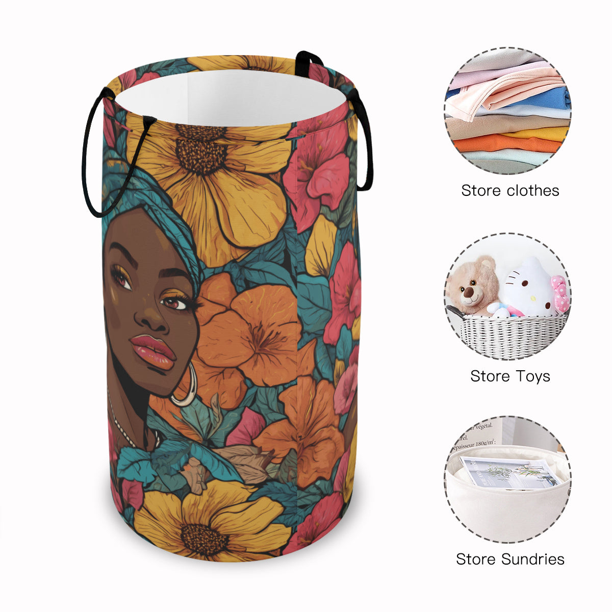 Melanin Queen Large Capacity Foldable Laundry Basket | Polyester