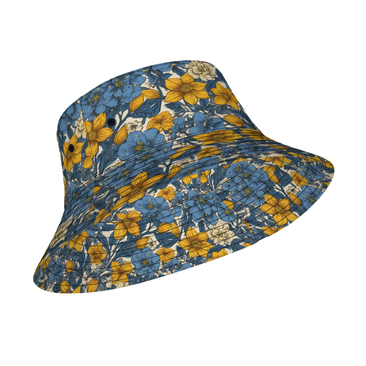 Abstract Yellow Floral Fisherman Hat | Polyester