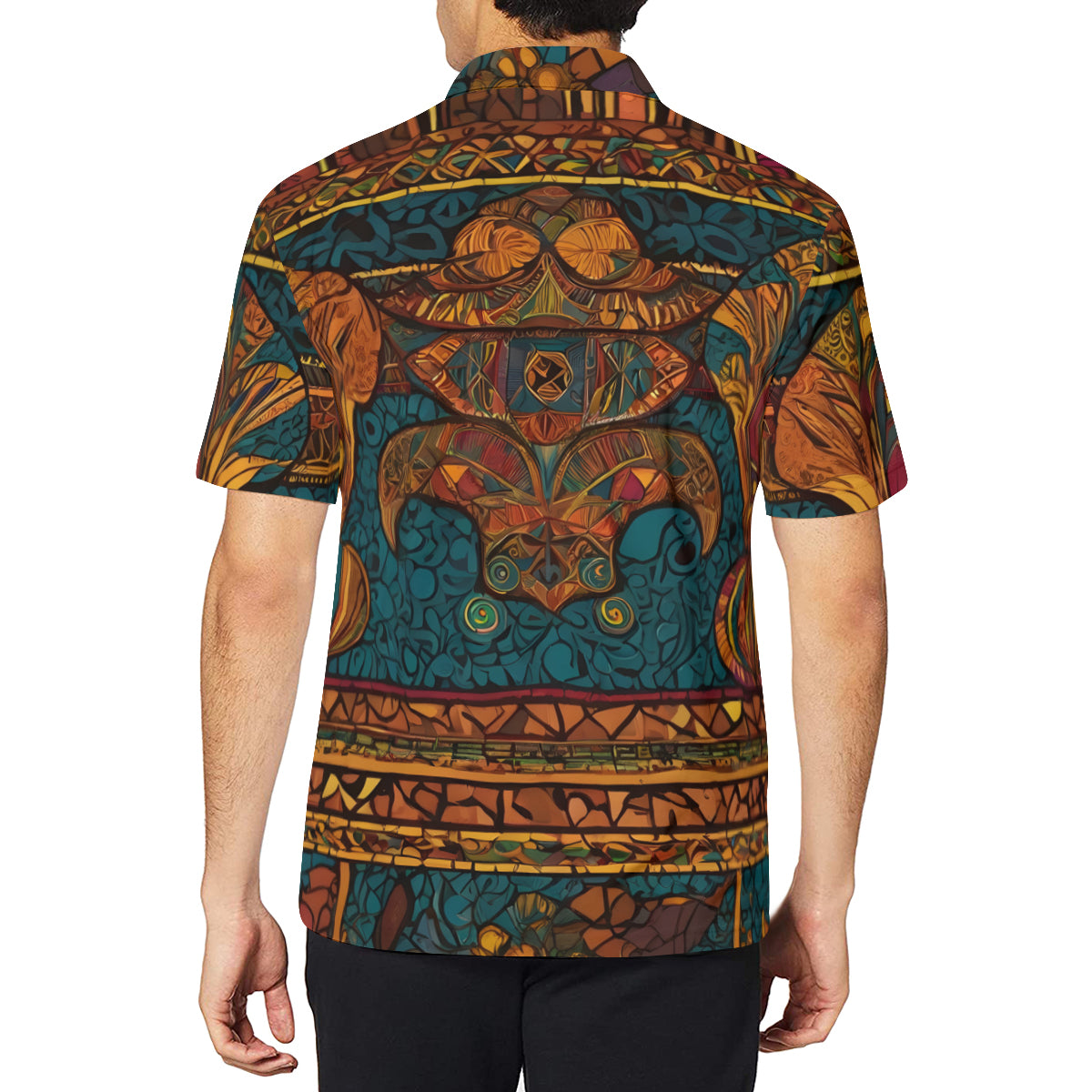 African Design Men's Premium European Size POLO Shirt | 95% Polyester+5% Spandex