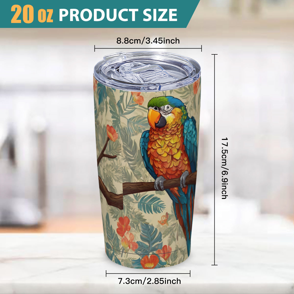 Parrot Design Outdoor Travel Carry Tumbler (600ml/20oz) | Stainless Steel 304