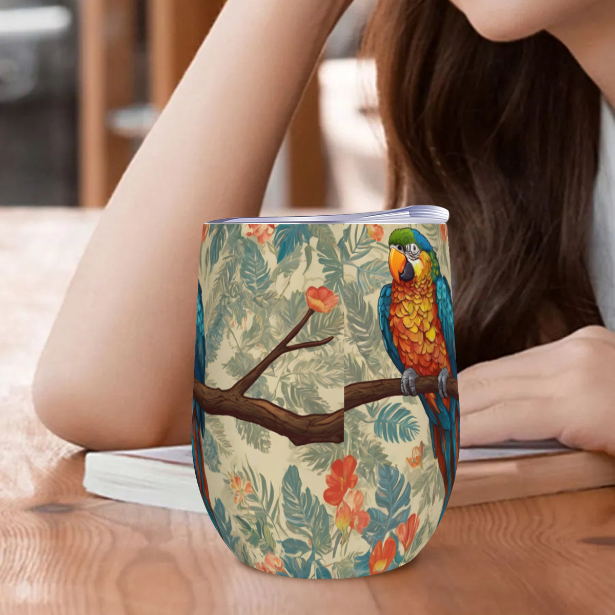 Parrot Design Stemless Wine Tumbler(350ml/12oz)| Stainless steel 304