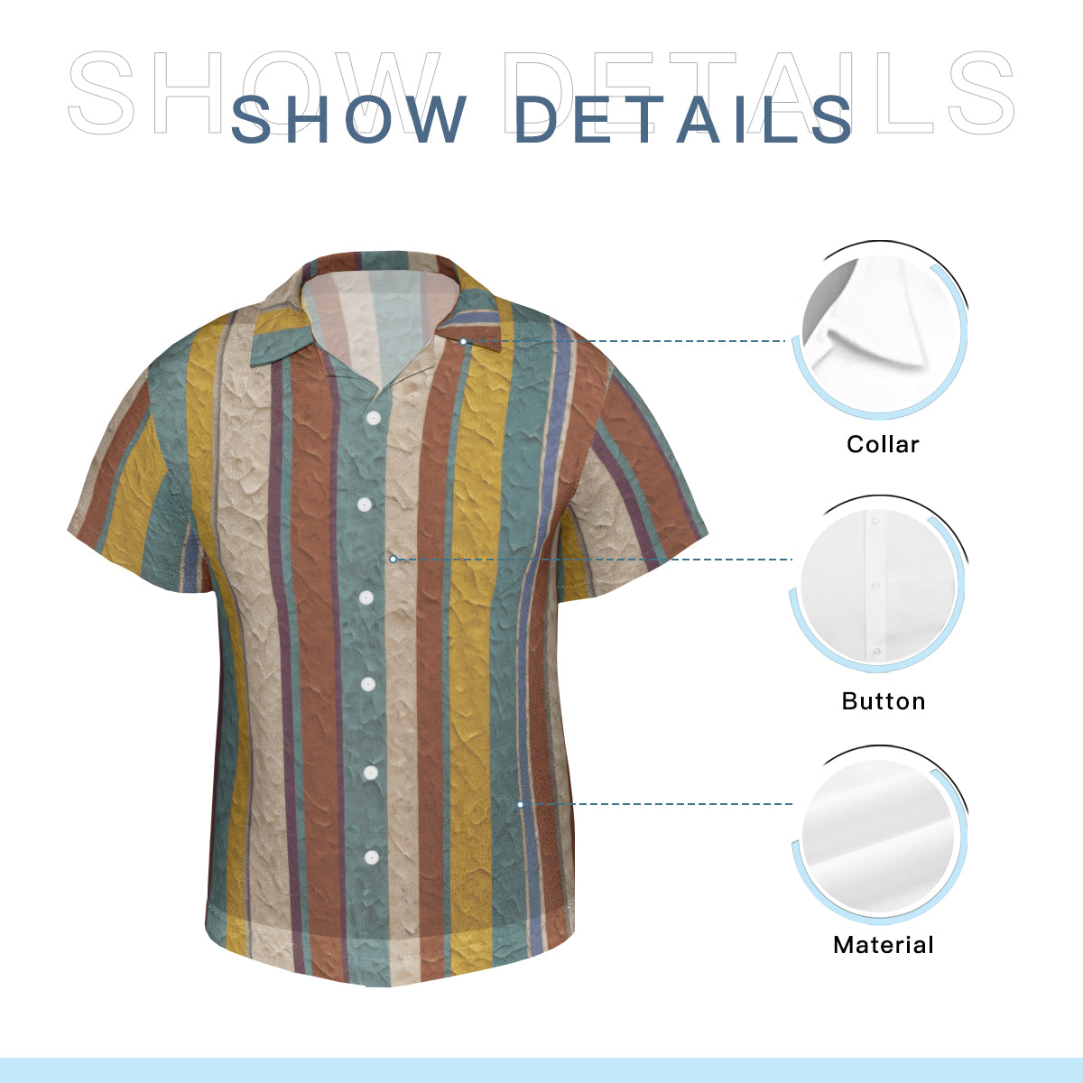 Strip Design Hawaiian Shirt(No chest pocket) | Polyester