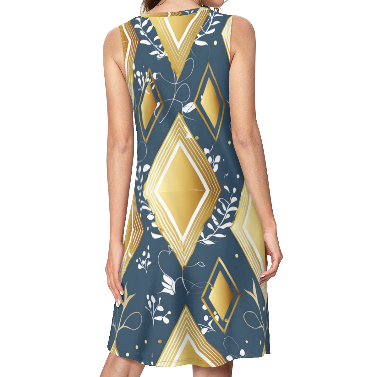 Abstract Gold Women's Casual Dress