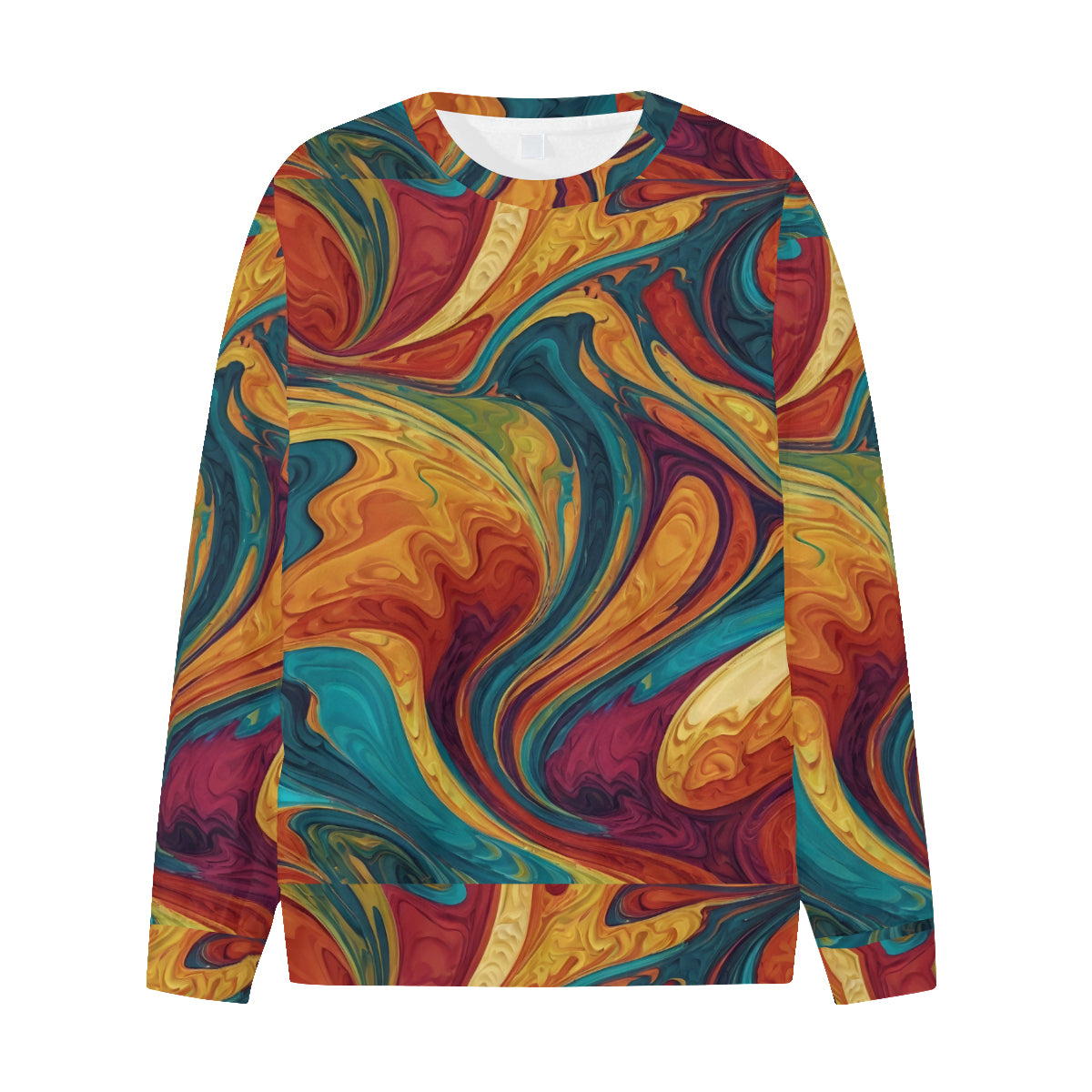 Colorful Design Men's O-Neck EU Size Long-Sleeved T-Shirt | 180GSM Cotton
